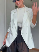 Classic Autumn Avenue Double-breasted Long Sleeve Lapel Loose Blazer