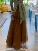 Elegant Mesh A-Line High-Waist Skirt