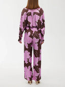 Casual Magnolia Print Elastic Waist Tie-Pocket Straight Pants