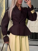 Retro Ruched Lapel Waist-Tie Jacket