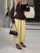 Retro Ruched High-Waist Lantern Pants