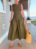Casual Elegance Pleated Sheath Maxi Dress