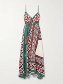 Classic Turn Around Wrap-Effect Printed Satin Midi Dress