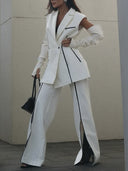 Fashion V-Neck Vest Colorblock Tailored Blazer