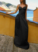 Summer A-Line Fitted Vacation Spaghetti Strap Maxi Dress