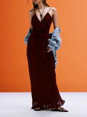 Exquisite Mango Ruffle Front Maxi Dress