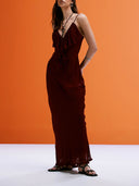 Exquisite Mango Ruffle Front Maxi Dress