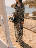 Unique Zebra Print Lace-Up Loose Shirt