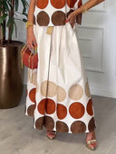 Retro Unique Circular Print Sleeveless Linen Tank Top