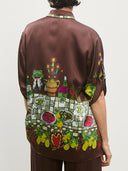 Unique Floral Print Elastic Waist Wide-Leg Pants