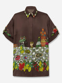 Unique Floral Print Button-Up Loose Shirt