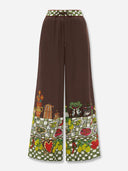 Unique Floral Print Elastic Waist Wide-Leg Pants