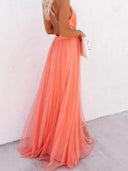 Chic Cut-Out Cross-Strap Chiffon A-Line Maxi Dress