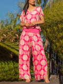 Bohemian Ruffle Sleeve Swirl Dot Print Top