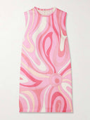 Exquisite Printed Twill Satin Mini Dress