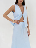 Classic Casual Tie-Front Sleeveless Tank Top
