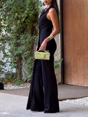 Elegant Classic Button-Detail Slim Fitted Jumpsuit
