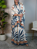 Unique Drop Shoulder Sleeve Printed Loose Oversized Button-Up Shirt