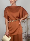 Elegant Asymmetric Neckline Off-Shoulder Loose Top