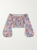 Unique Off-Shoulder Cropped Floral Bali Top