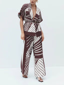 Chic Abstract Stripe Suit Collar Shirt