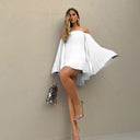 Flowy Boat Neck Pleated Shorts Two Piece Outfits