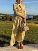 Casual Effortless V-Neck Printed Vacation Maxi Dress