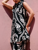 Unique High-Waisted Printed With Elastic Belt Pocket Straight-Leg Pants