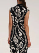 Unique High-Waisted Printed With Elastic Belt Pocket Straight-Leg Pants