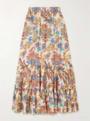 Unique Paisley Print Boho-Chic Layered Midi Skirt