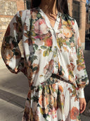 Elegant Floral Print Loose Elastic Waistband Skirt