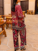 Unique Floral Patchwork With Elastic Waist Wide-Leg Pants