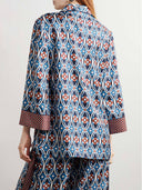 Unique Venice Print Satin Twill Elastic-Waist Wide-Leg Pants