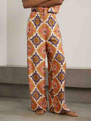 Retro Bohemian Satin Printed Wide Leg Pants