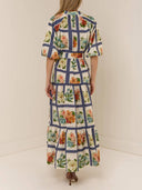 Retro Botanical Print Maxi Dress
