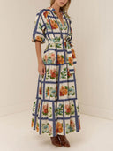 Retro Botanical Print Maxi Dress