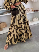Effortless Artistry Printed Linen High-Waist Maxi Skirt