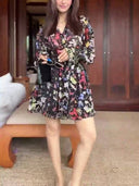 Unique Printed Belt Dress