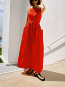 Casual Unique Side Slit Tie Pocket Vest Dress