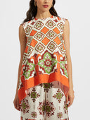 Retro Ethnic Floral Print Tank Top