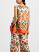 Retro Ethnic Floral Print Tank Top