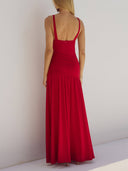Luxury Mesh Semi-sheer Side Slit Cutout Maxi Dress