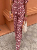 Casual Floral Print Elastic Loose Pants