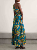 Unique One Shoulder Floral Print Maxi Dress