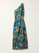 Unique One Shoulder Floral Print Maxi Dress
