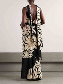 Relaxed Wrap Pleated Floral-Print Maxi Dress