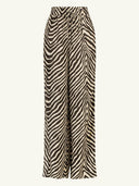 Exquisite Satin Unique Wave Pattern Print Drawstring Elastic Waist Wide Leg Pants
