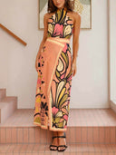 Unique Floral Print Hip-Hugging Cardigan Skirt