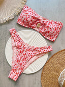 Fashion Print Bandeau Low Rise Bikini Set