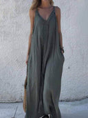 Modern Unique Lace Decoration V-Neck Suspender Maxi Dress